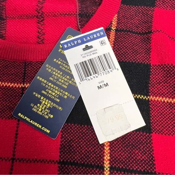 polo ralph lauren / red and black plaid blouse size medium - Picture 7 of 8